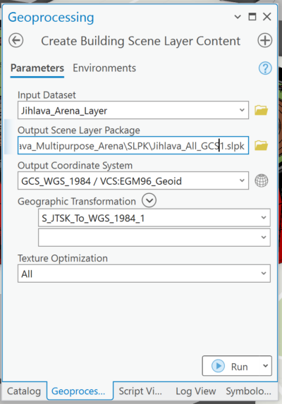 Building Scene Layer Content Geoprocessing Tool Populated