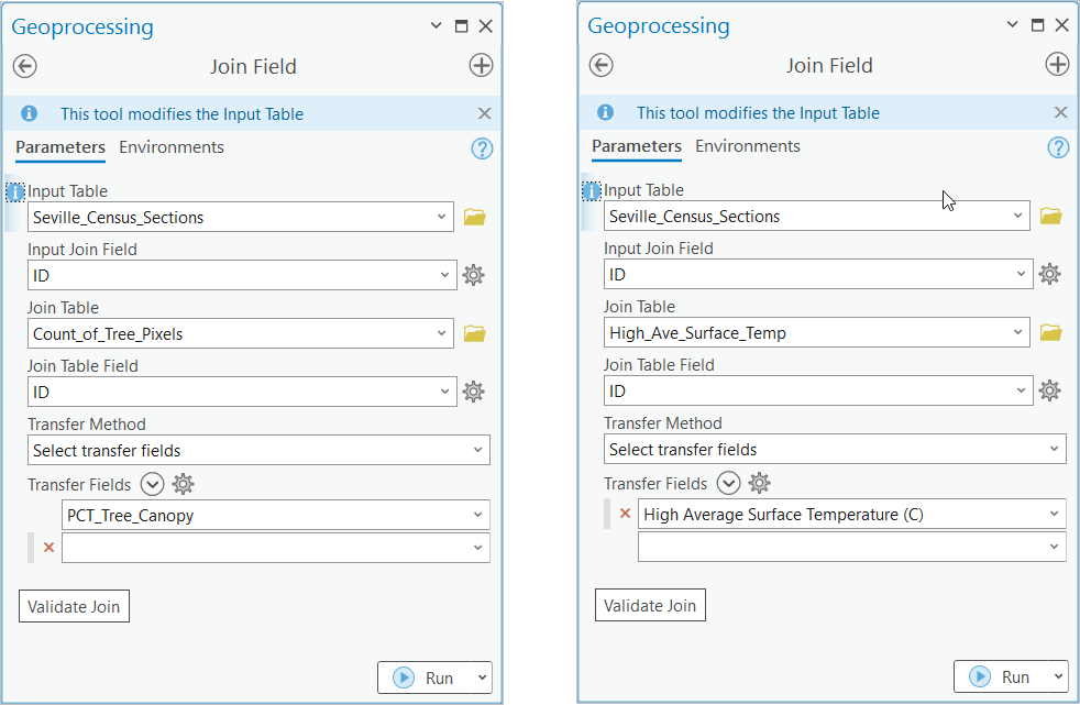 Join Field dialog box showing inputs.