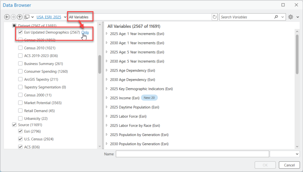 Data browser in Business Analyst Pro