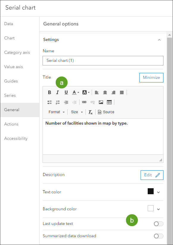 Serial chart element general options