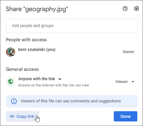 Google Drive sharing