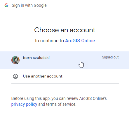 Choose Google account Choose Google account