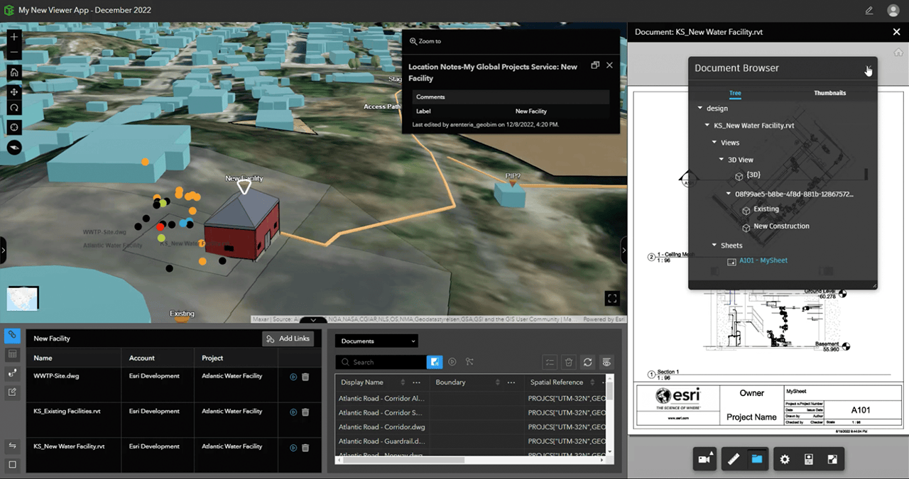 View labelled comments alongside relevant documentation with the Editor tool in ArcGIS GeoBIM.