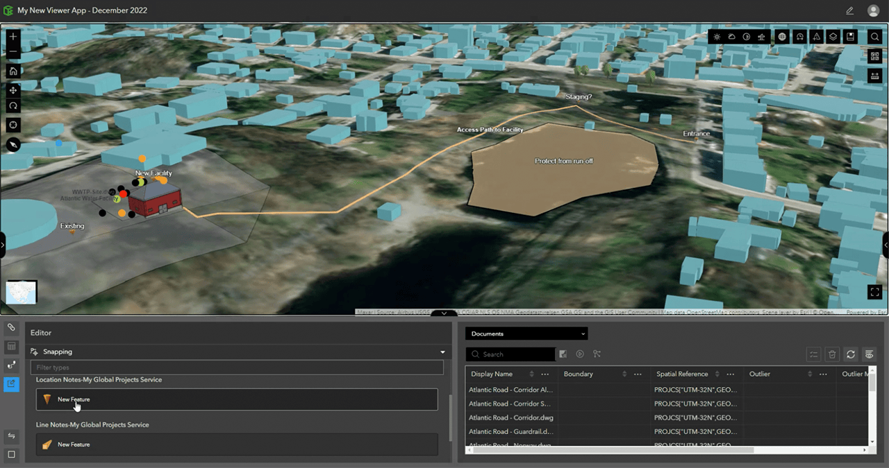 Create and edit location notes to comment on features with the Editor tool in ArcGIS GeoBIM.