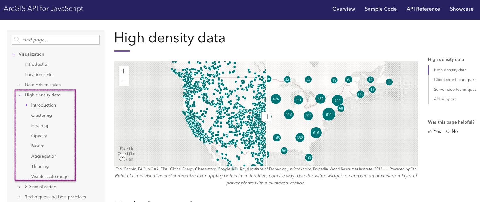 "High density data" is a new sub-chapter in the Visualization guide of the ArcGIS API for JavaScript. You should consult these pages when working with large datasets containing many overlapping features. "High density data" is a new sub-chapter in the Visualization guide of the ArcGIS API for JavaScript. You should consult these pages when working with large datasets containing many overlapping features.