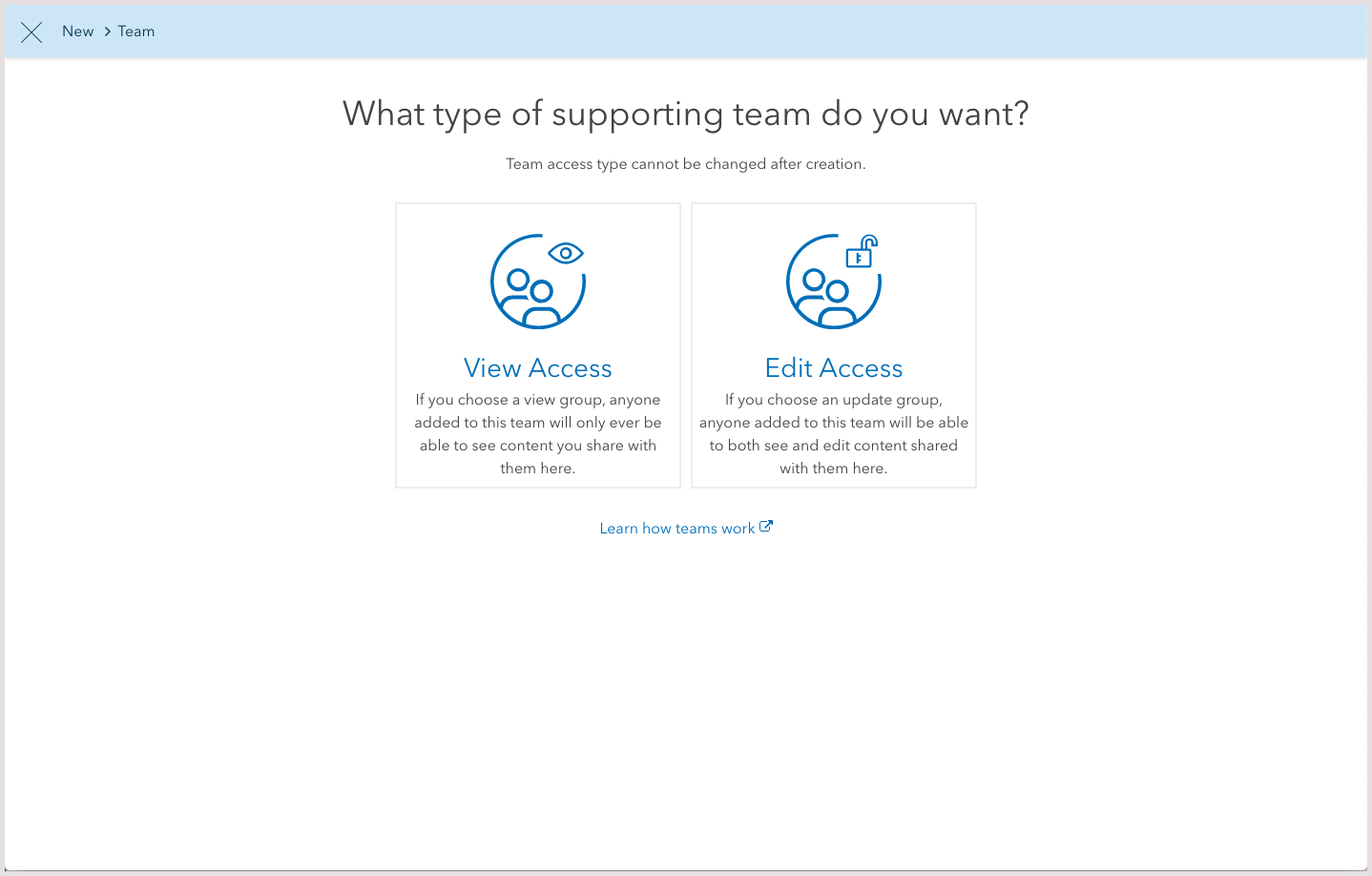 Supporting teams can be 'view access' or 'edit access;' work with teams in Hub. Supporting teams can be 'view access' or 'edit access;' work with teams in Hub.