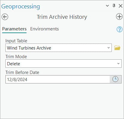 Trim Archive History geoprocessing tool