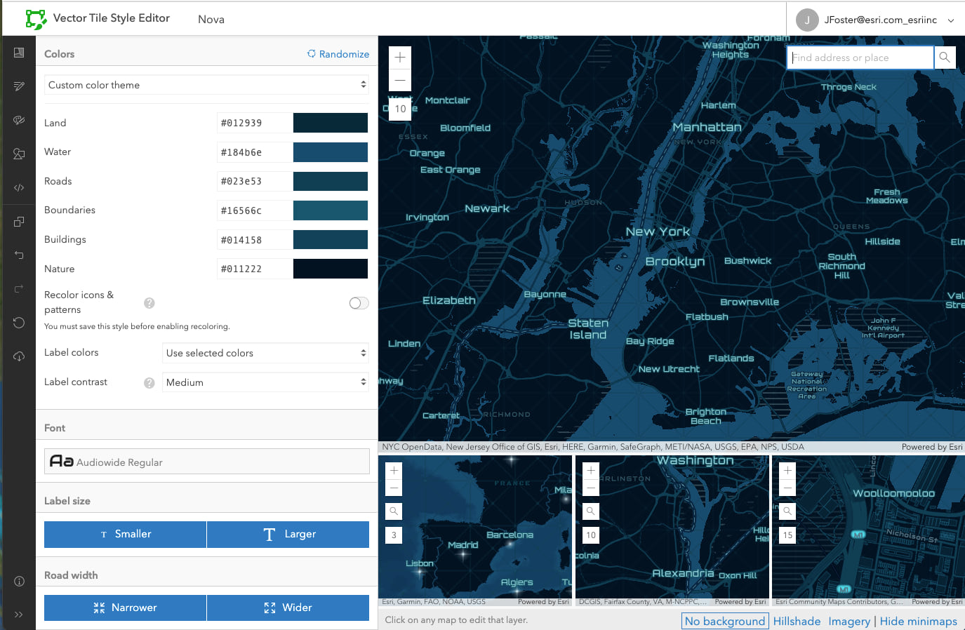 ArcGIS Vector Tile Style Editor quick edit view