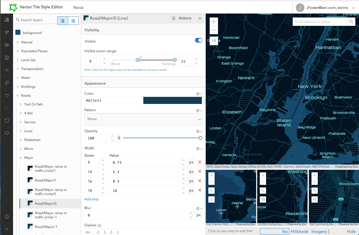 ArcGIS Vector Tile Style Editor layer edit view