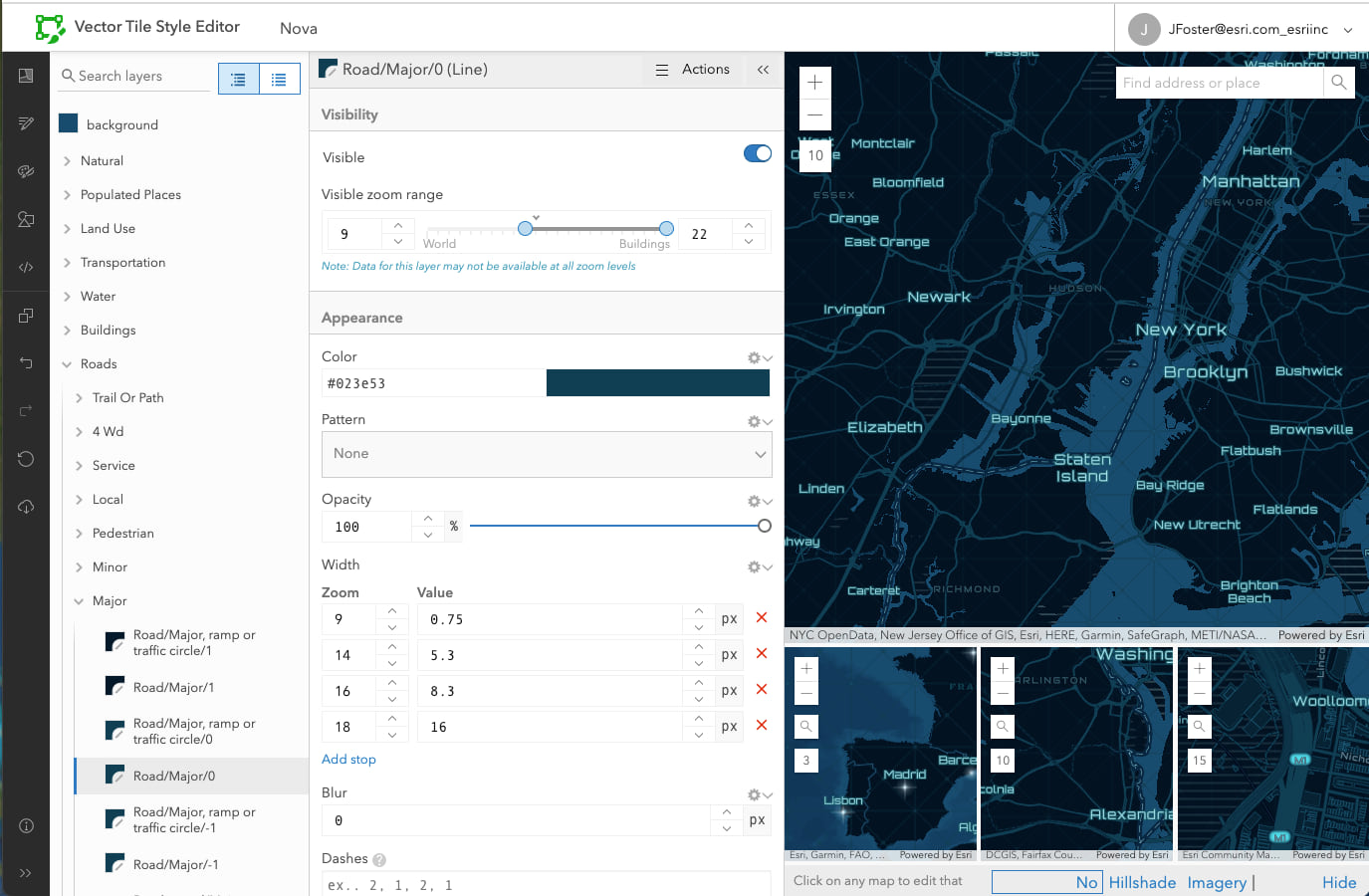 ArcGIS Vector Tile Style Editor layer edit view ArcGIS Vector Tile Style Editor layer edit view