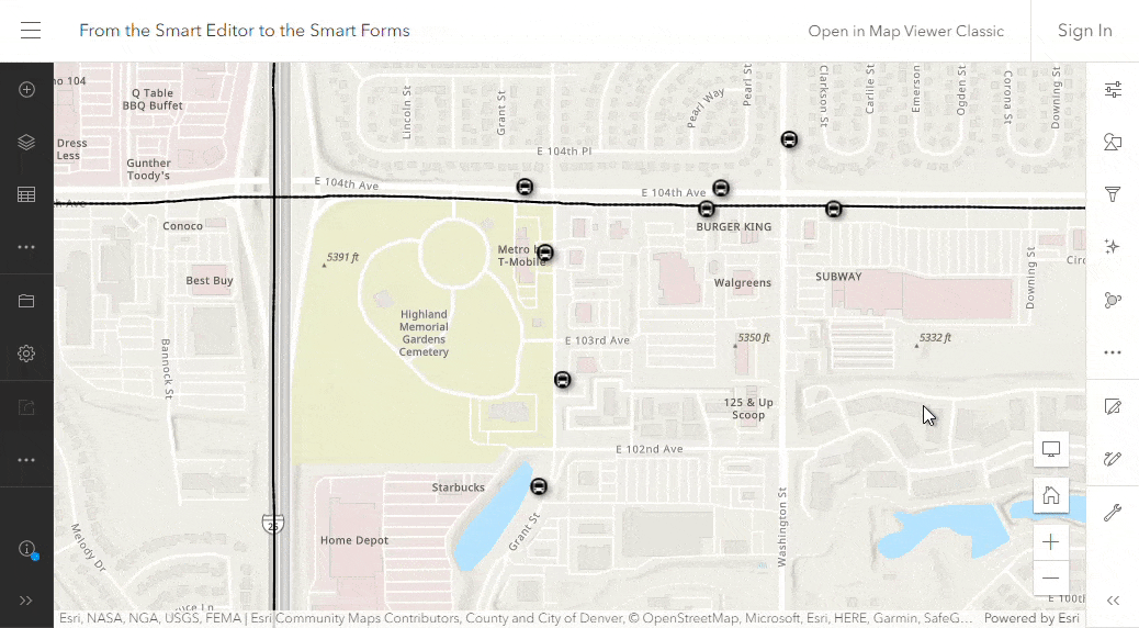 Sample web map with Smart Forms