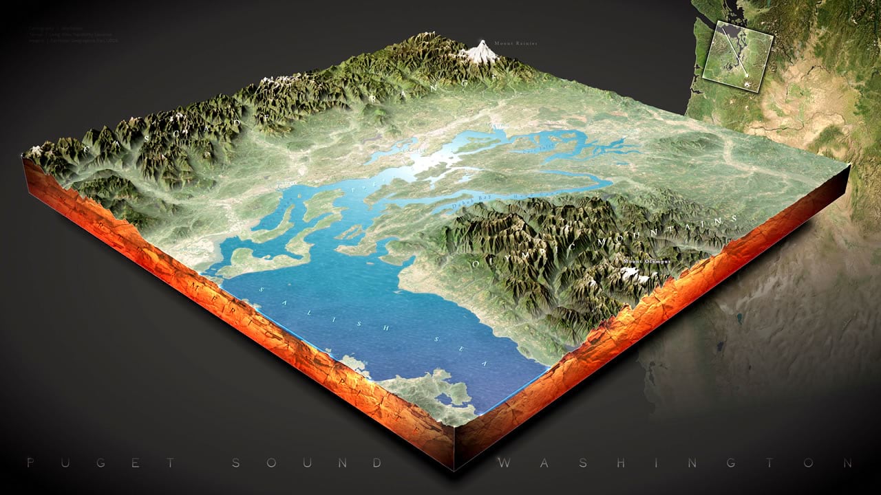 The Puget Sound as a diorama. Click to embiggen...