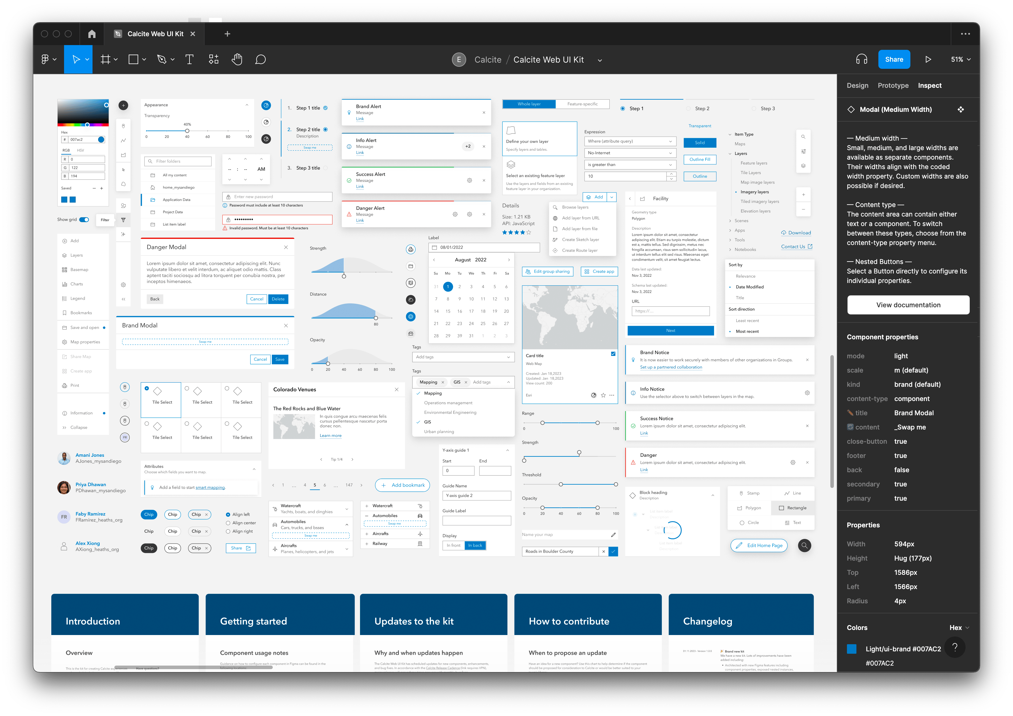 A screenshot of Calcite's Figma UI kit displaying its web components.