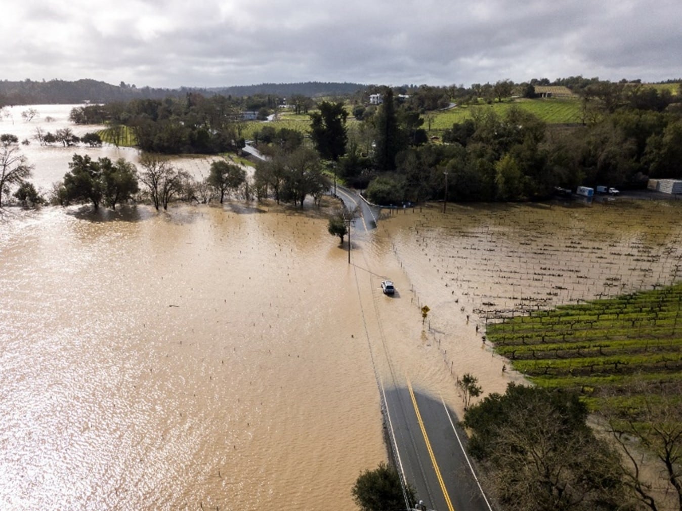 The Russian River floods in Northern California
