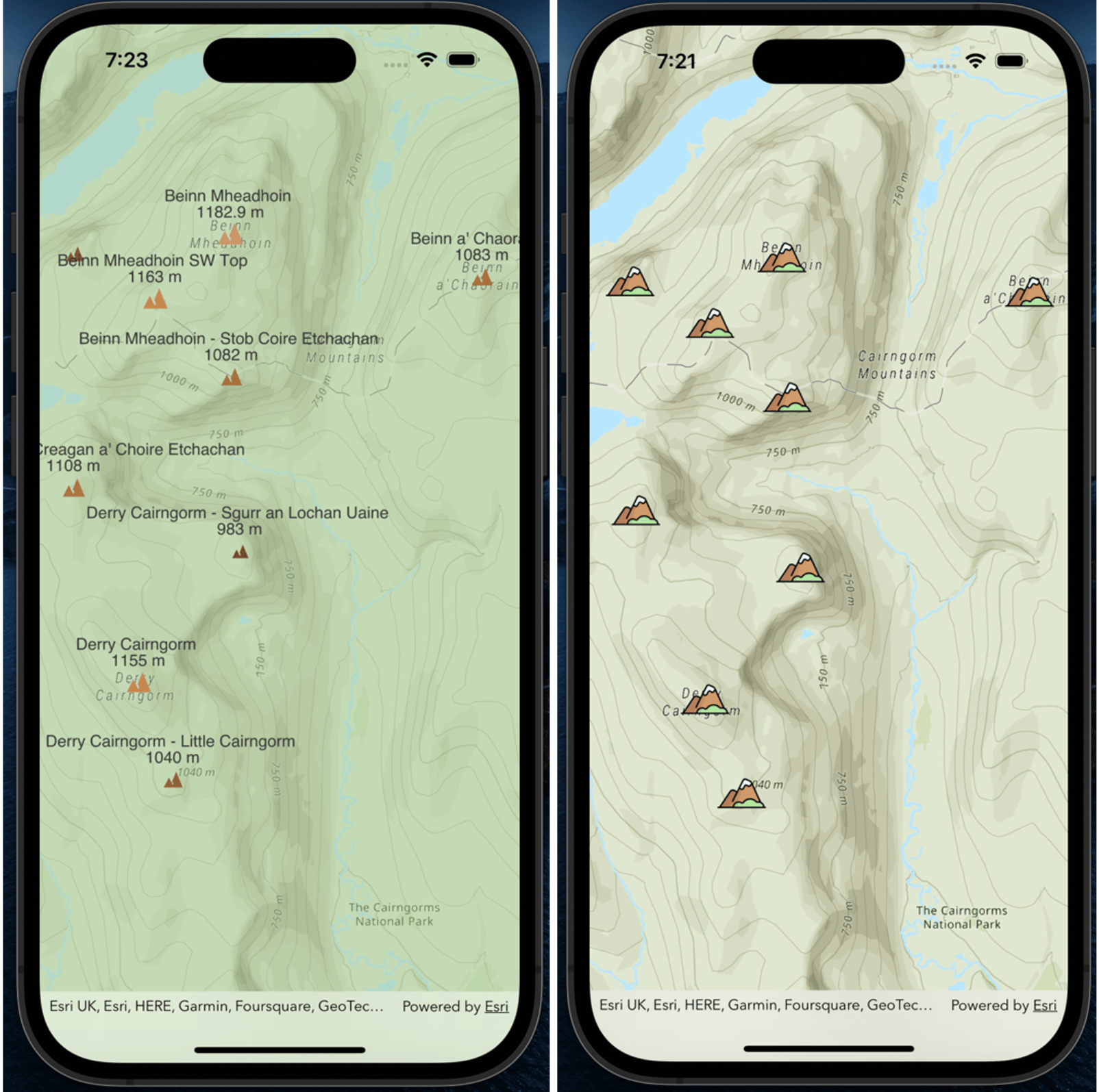 Labels displayed on map on iPhone when developing native applications using web maps