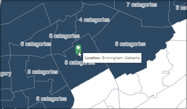 Pin of Birmingham, Alabama, on a map Pin of Birmingham, Alabama, on a map