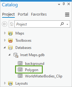 New feature class in project's geodatabase New feature class in project's geodatabase