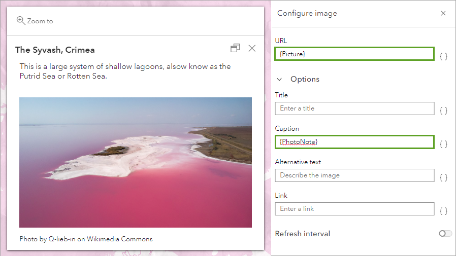 Pop-up with settings Pop-up with settings