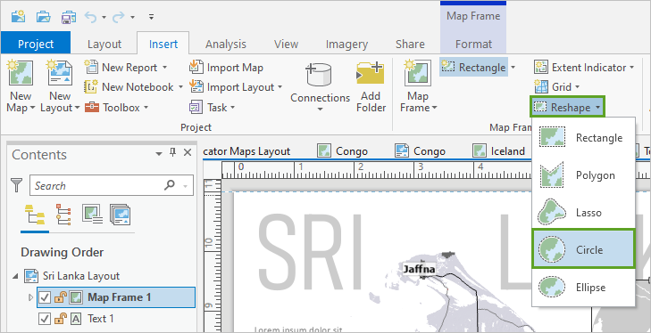 Reshape map frame as circle Reshape map frame as circle