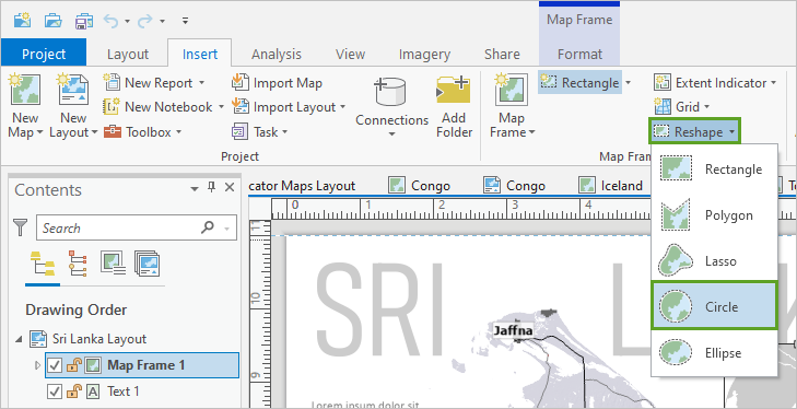 Reshape map frame as circle