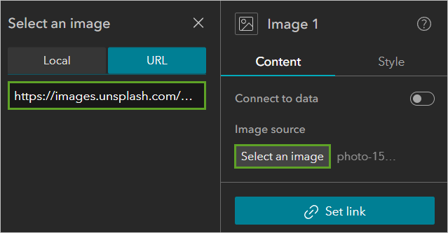Select an image with a URL