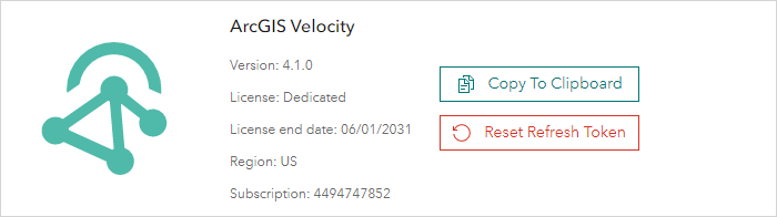 ArcGIS Velocity - subscription information