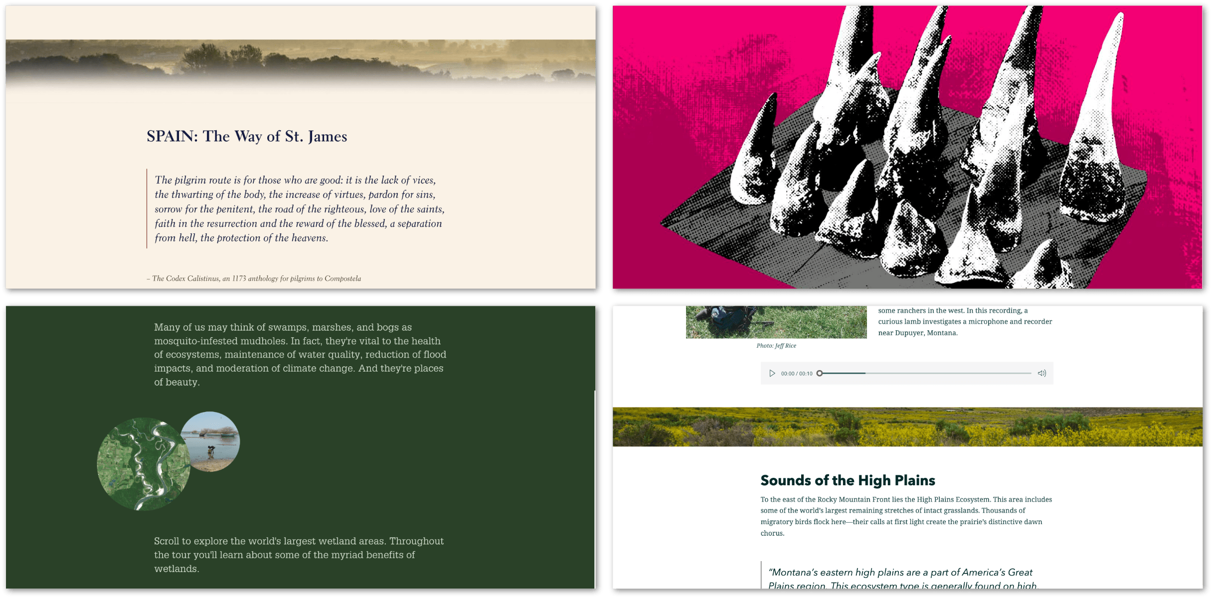 Image containing multiple screenshots of stories that feature prominent examples of the "breaking boundaries" technique. Image containing multiple screenshots of stories that feature prominent examples of the "breaking boundaries" technique.