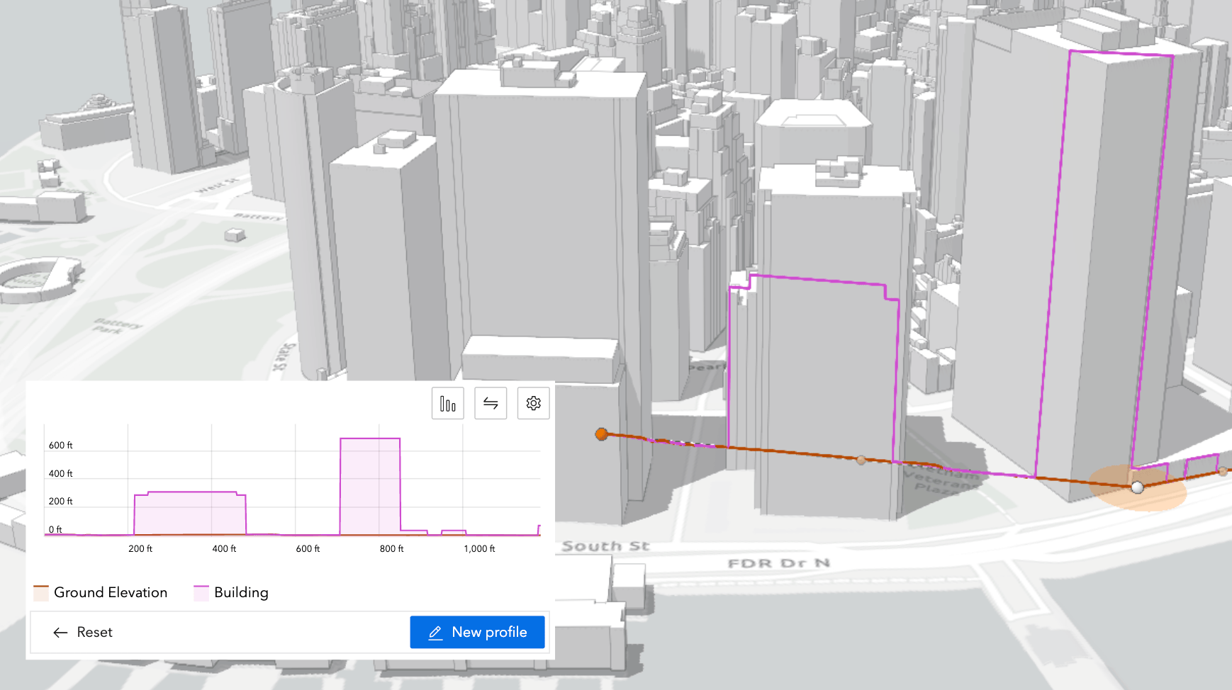 Elevation profile lines for 3D mesh layers Elevation profile lines for 3D mesh layers