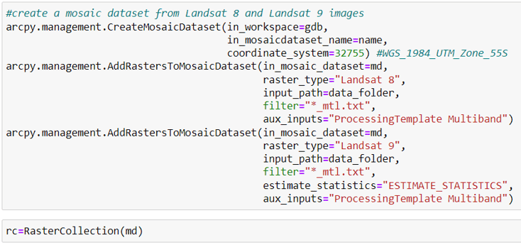 code to create mosaic dataset