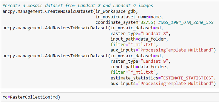 code to create mosaic dataset code to create mosaic dataset