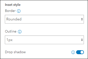 Configuration options for choosing a border type, outline width, and applying a drop shadow.