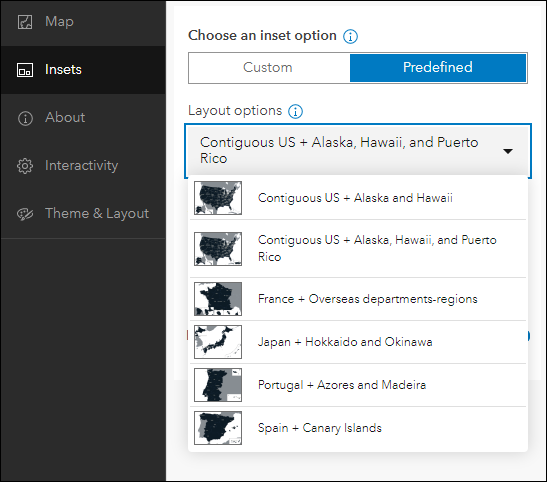 Configuration option showing a drop down of predefined inset options to choose from. Configuration option showing a drop down of predefined inset options to choose from.