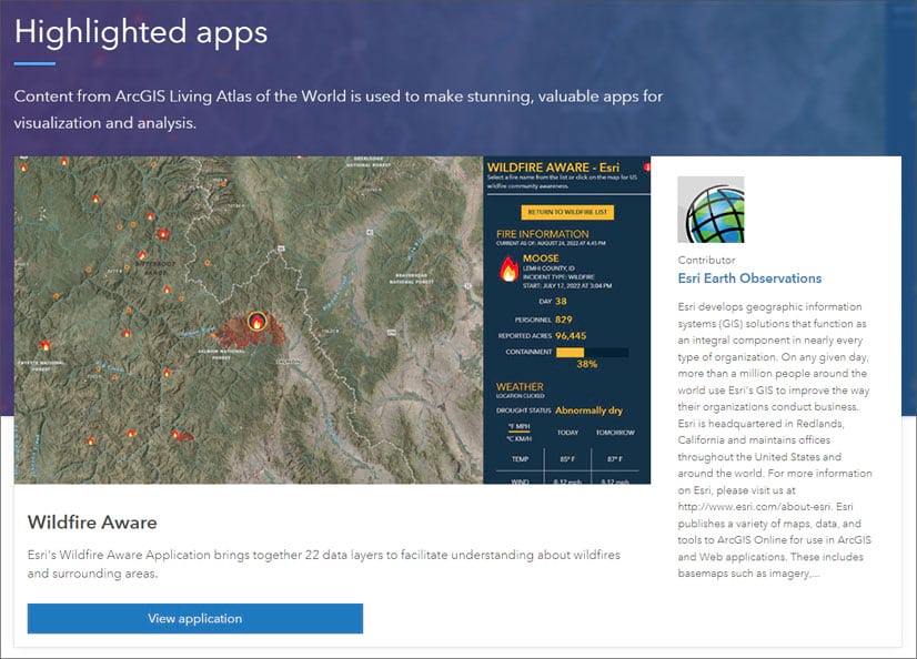 Highlighted Living Atlas apps Highlighted Living Atlas apps