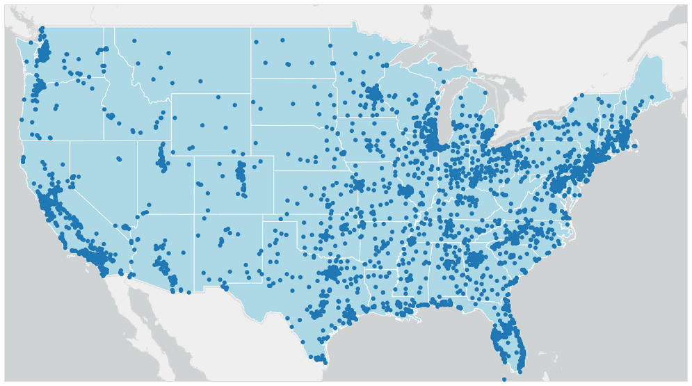 Image of a web map with multiple layers and the ArcGIS light gray canvas basemap Image of a web map with multiple layers and the ArcGIS light gray canvas basemap