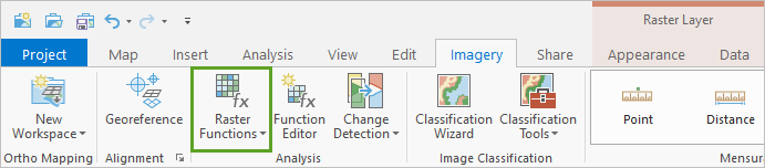 Raster Functions button on the ribbon