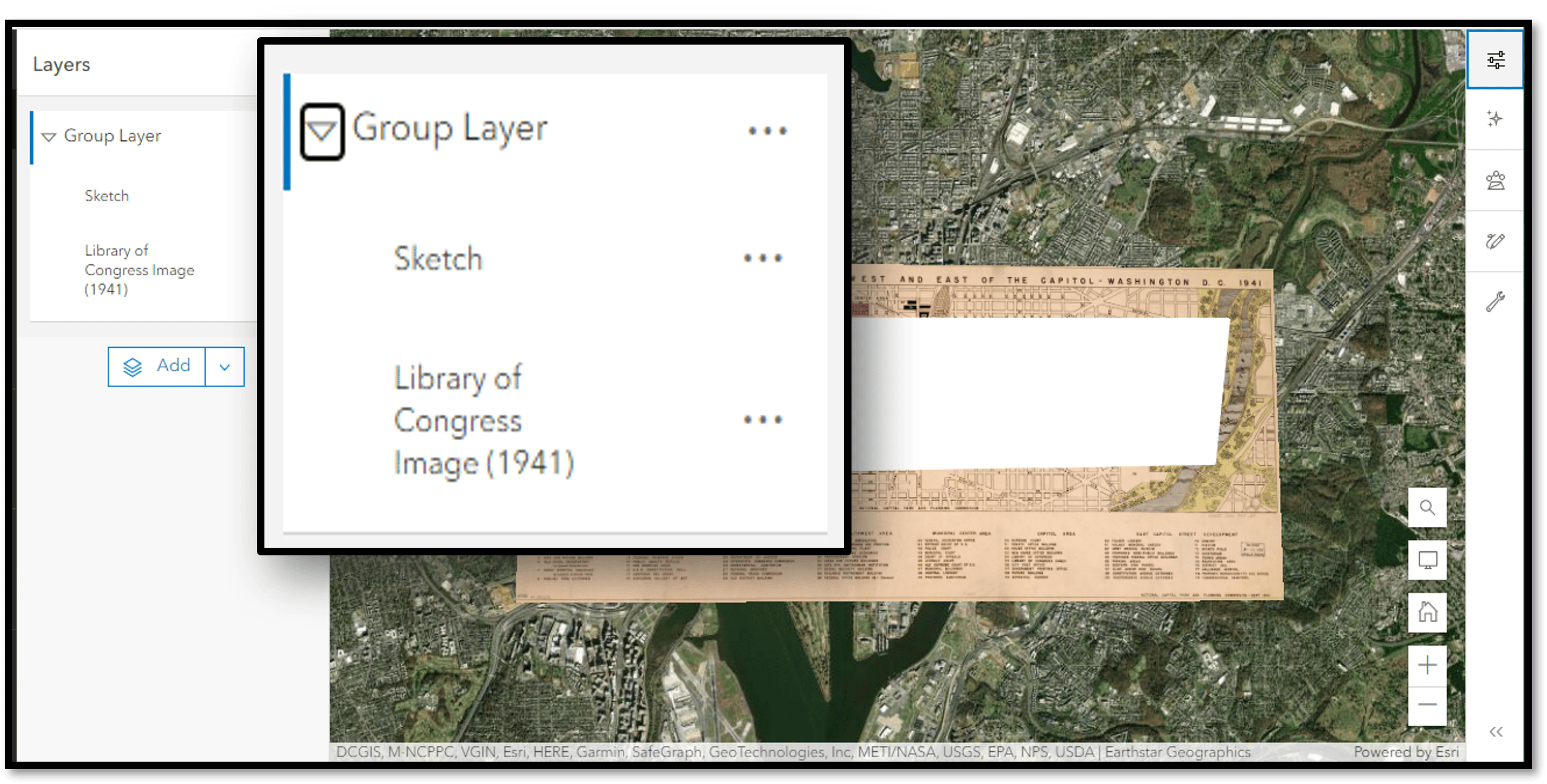 The order of the layers inside the group