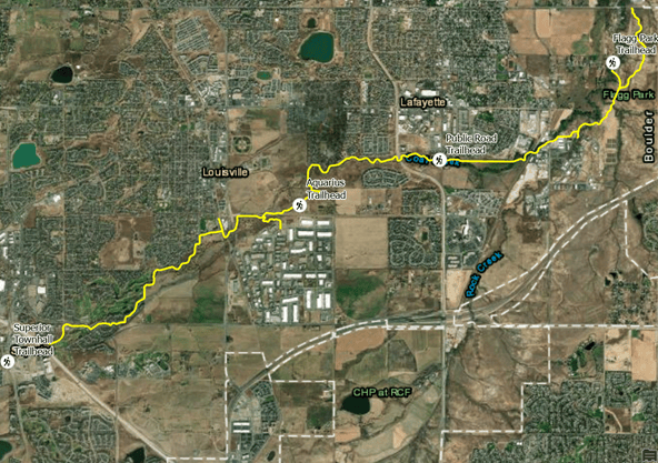Map of Coal Creek Trail, Colorado