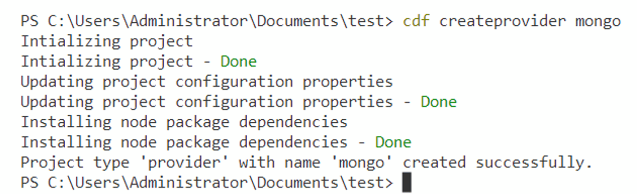 Shreyas uses the cdf command line tool to create a custom MongoDB data provider.