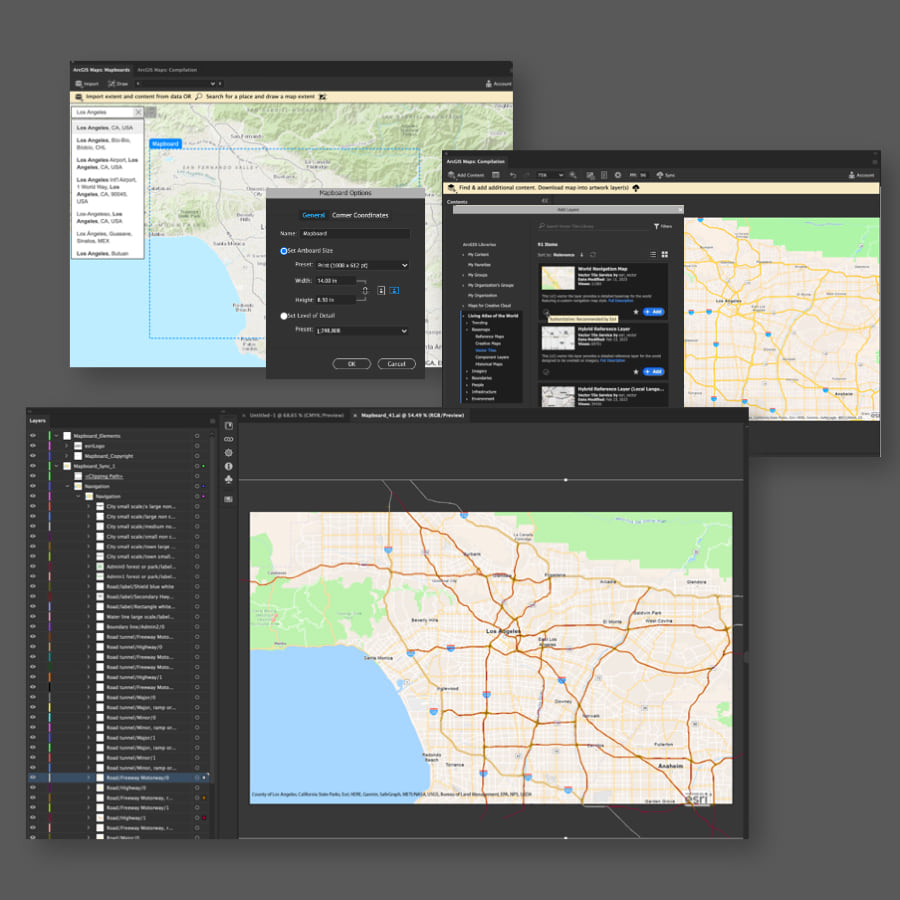 Maps for Adobe Creative Cloud plug-in interface