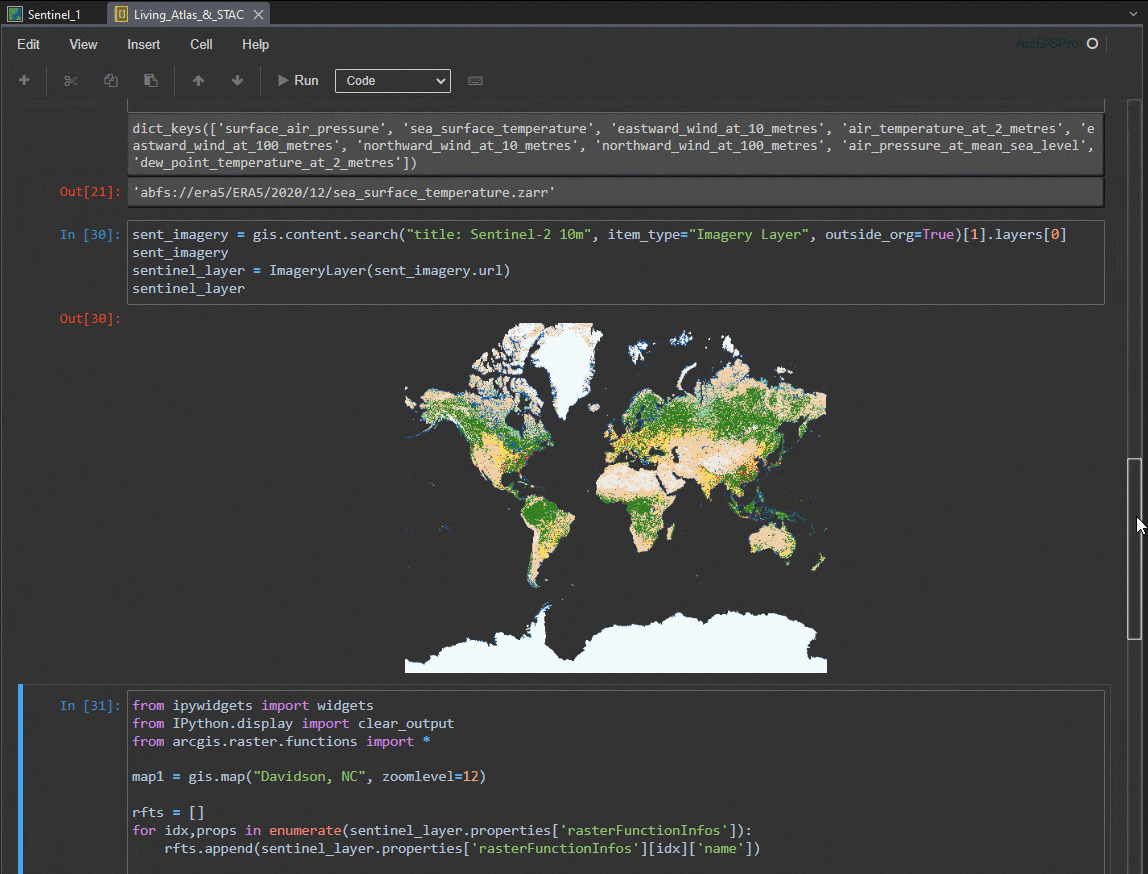 Using ArcGIS Notebooks to access Imagery from the Living Atlas.