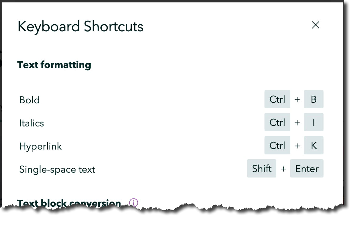 The ArcGIS StoryMaps keyboard shortcut guide
