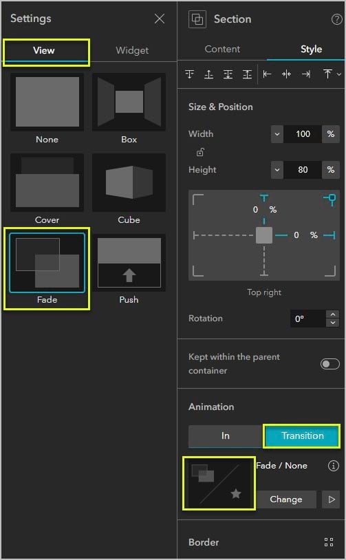 Animation settings Animation settings