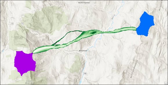 Least Cost Corridor connecting two parks Least Cost Corridor connecting two parks