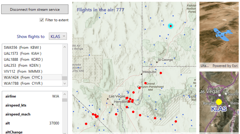 Flight tracking app that uses dynamic entities