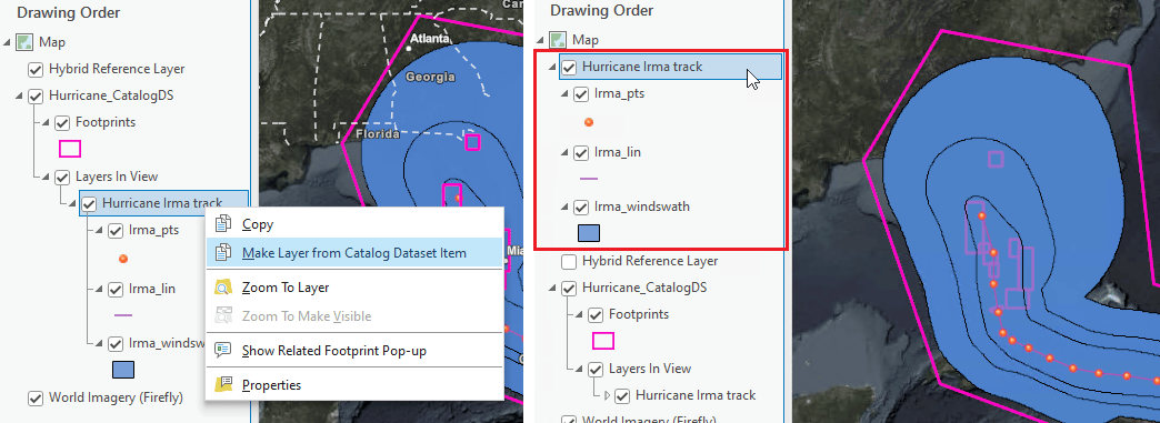 Using the "Make Layer from Catalog Dataset Item" control in ArcGIS Pro 3.1