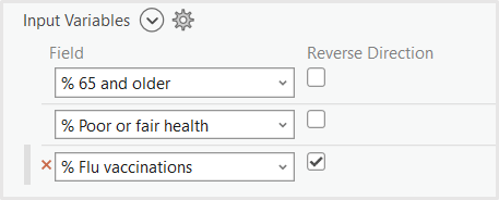 Screenshot of the index tool showing the Reverse Direction checkbox