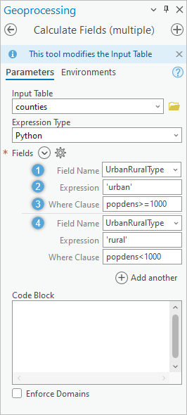 Calculate Fields (multiple) tool