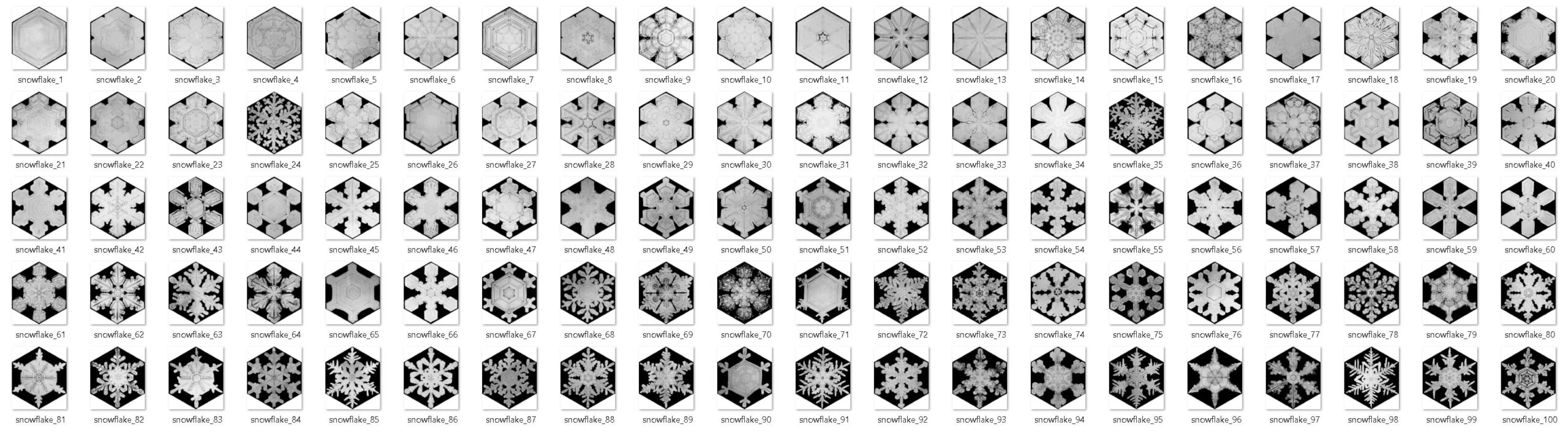 Set of 100 snowflake symbols