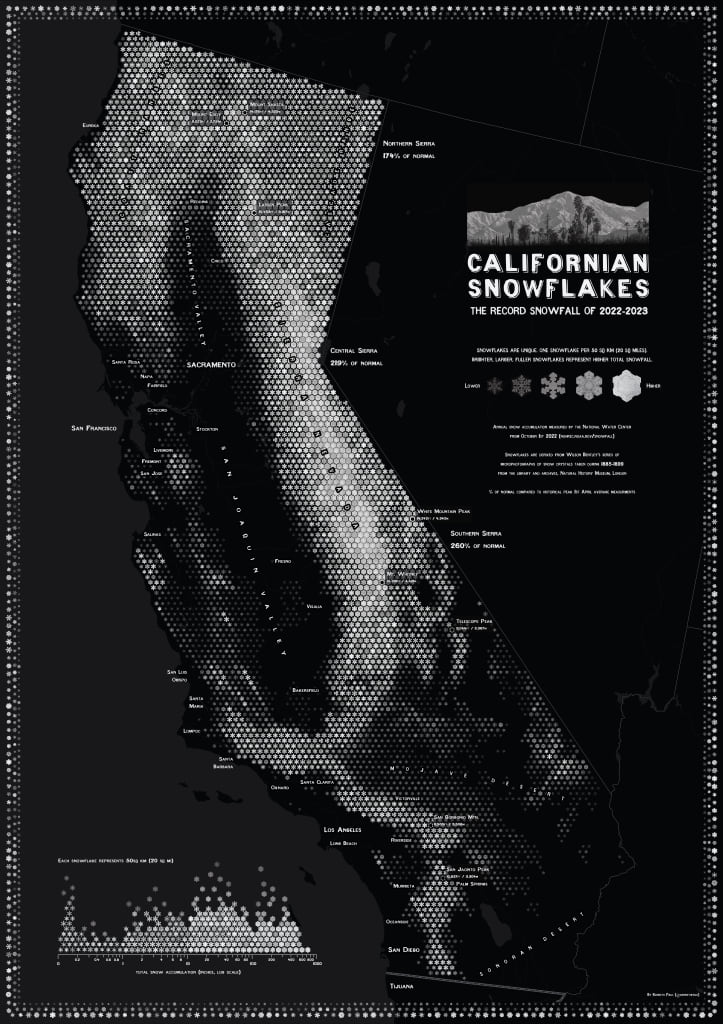 Californian snowflakes map