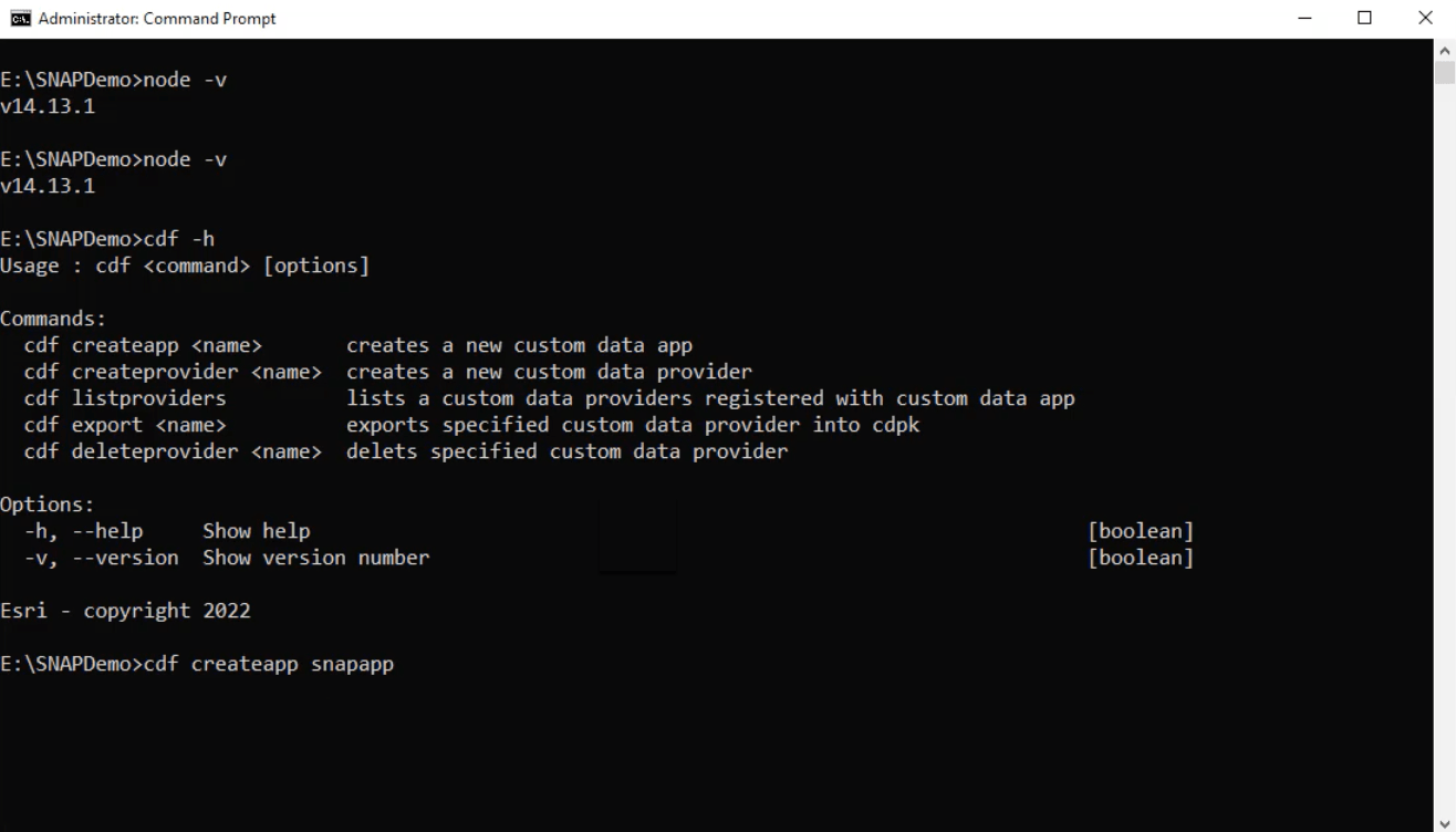 Image of command prompt with the cdf command line tool open.